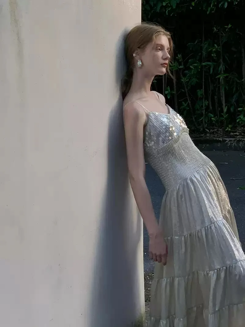 Shimmery Silk Chiffon Dress - Image 3