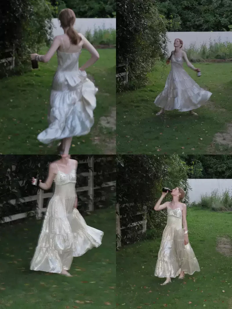 Shimmery Silk Chiffon Dress - Image 4