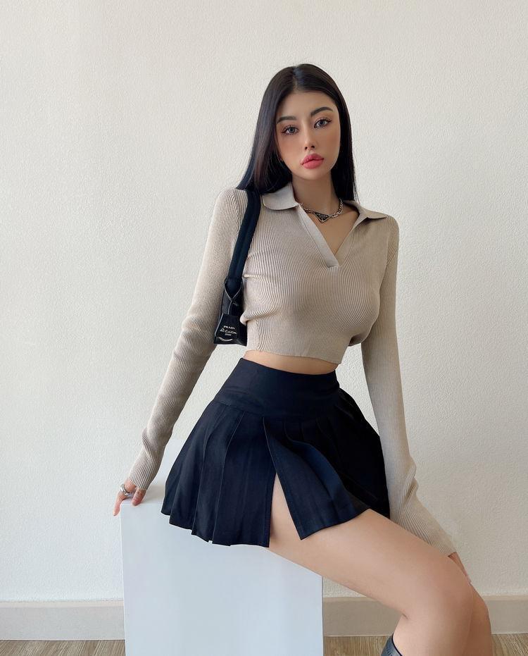 Side Slit College Mini Skirt - Image 12