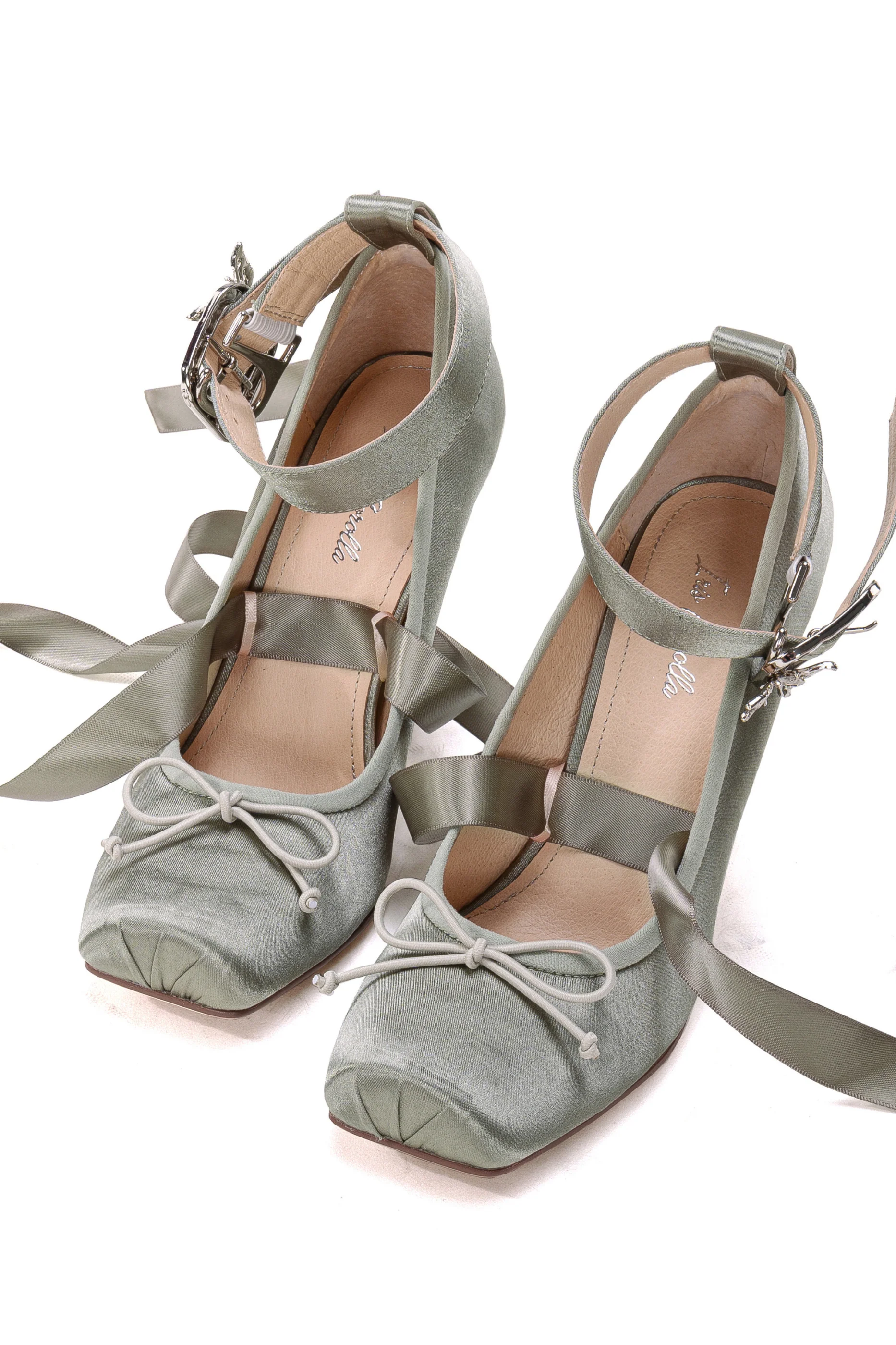 Silk Satin Ribbon Wedge Shoes - Image 11