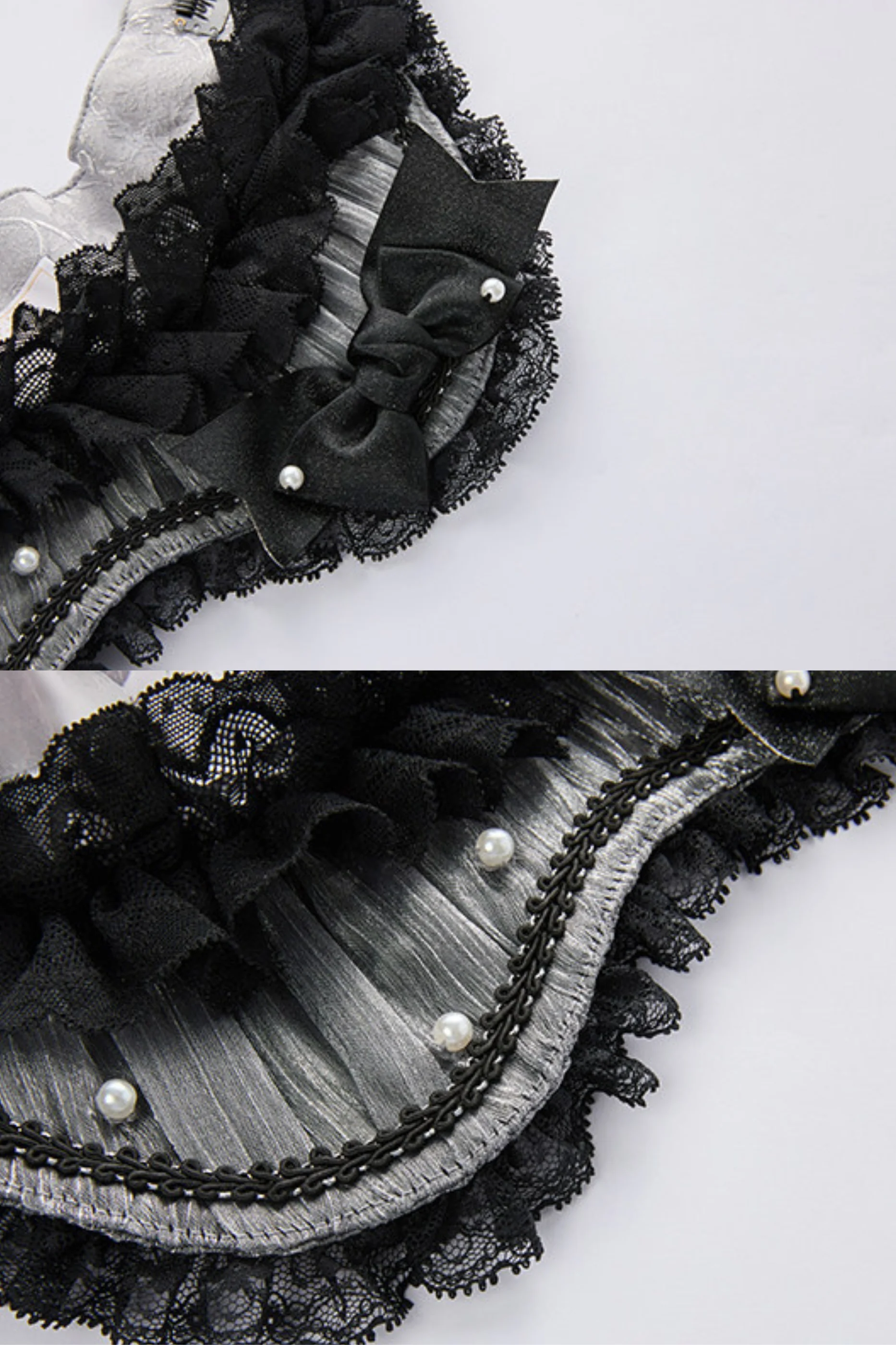 【Reservation Deadline February 28】Dark Silver Lace Lolita Dress + BNT + Neck Accessories - Image 29