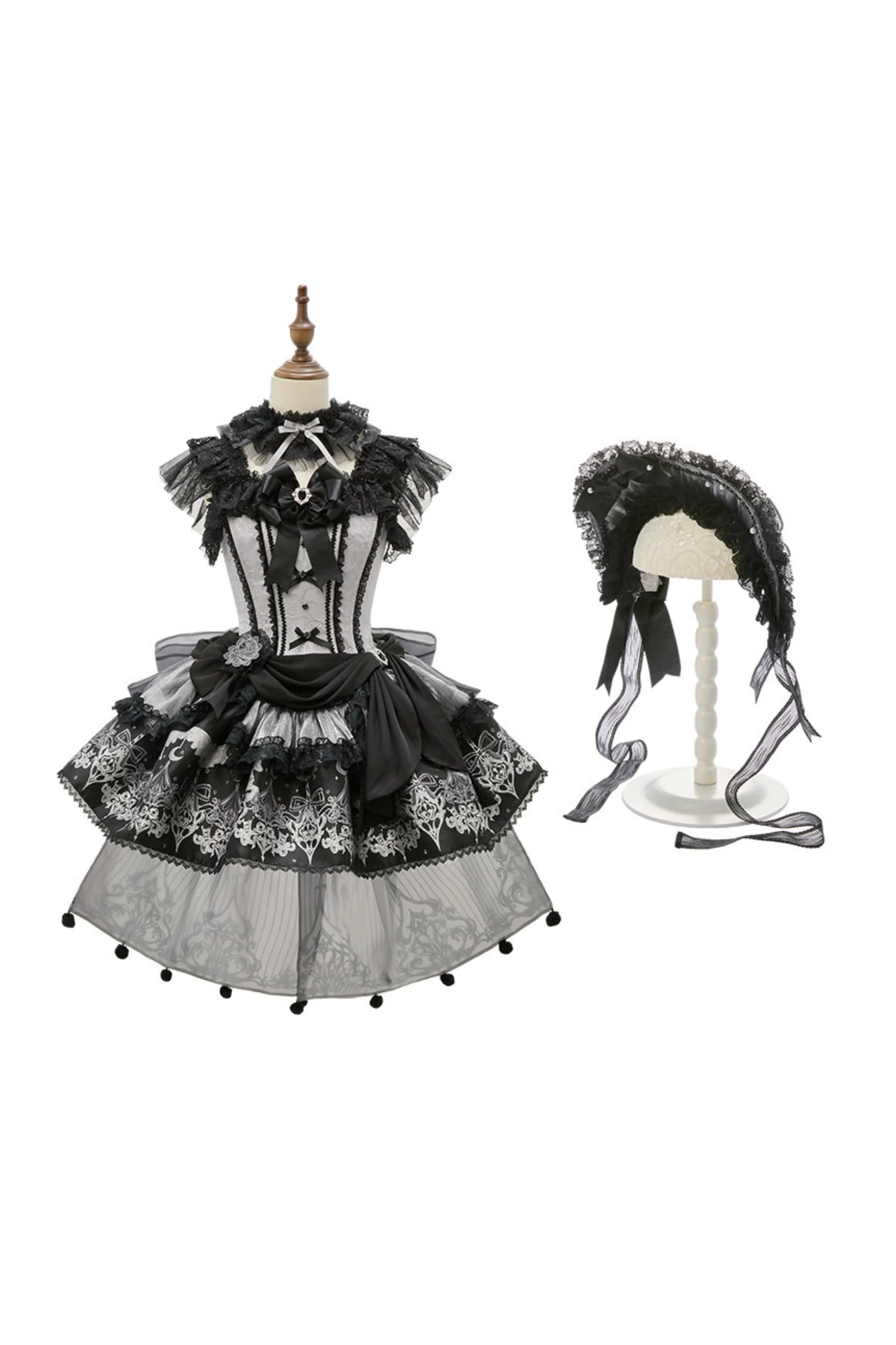 【Reservation Deadline February 28】Dark Silver Lace Lolita Dress + BNT + Neck Accessories - Image 35