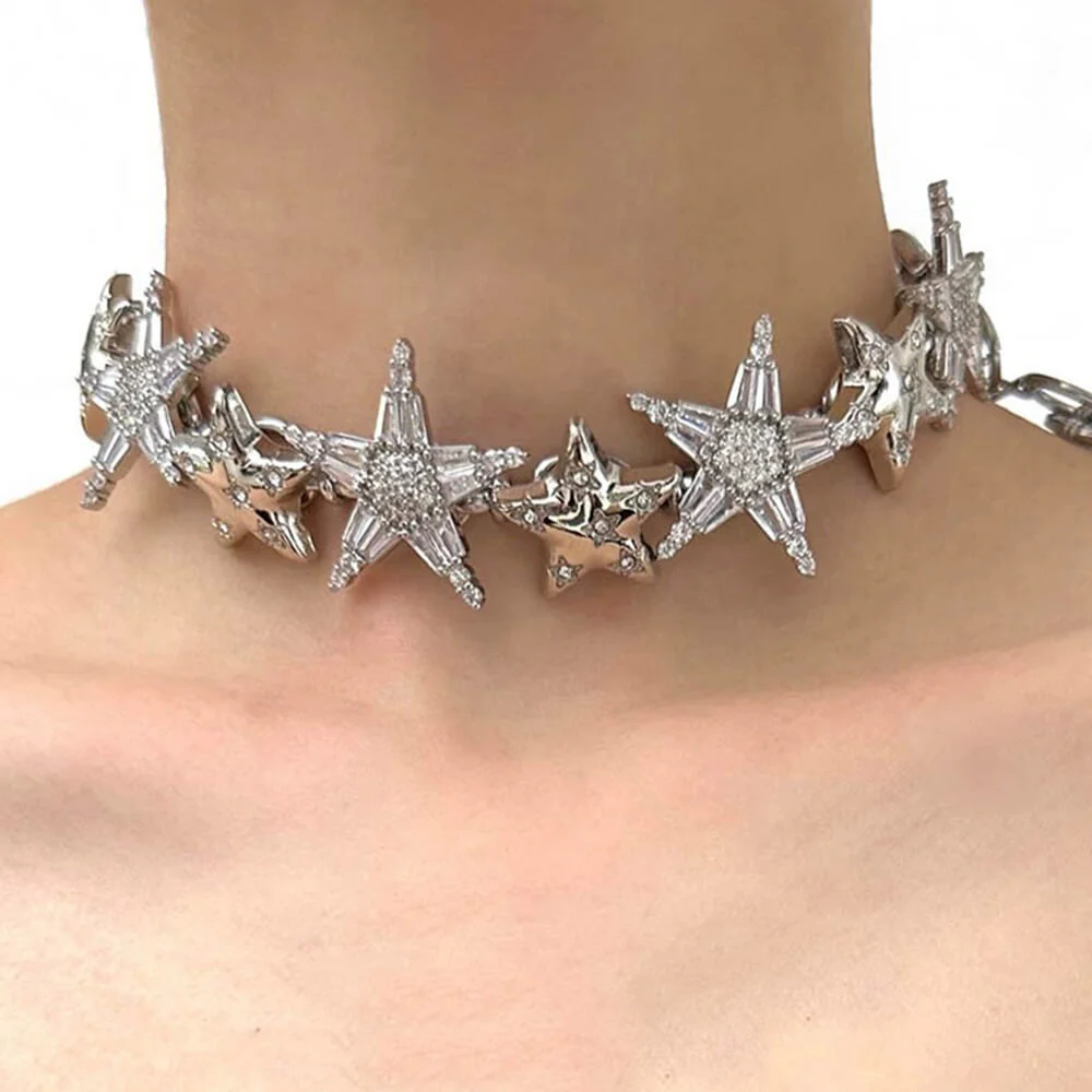 Silver Star Y2K Choker Necklace - Image 2