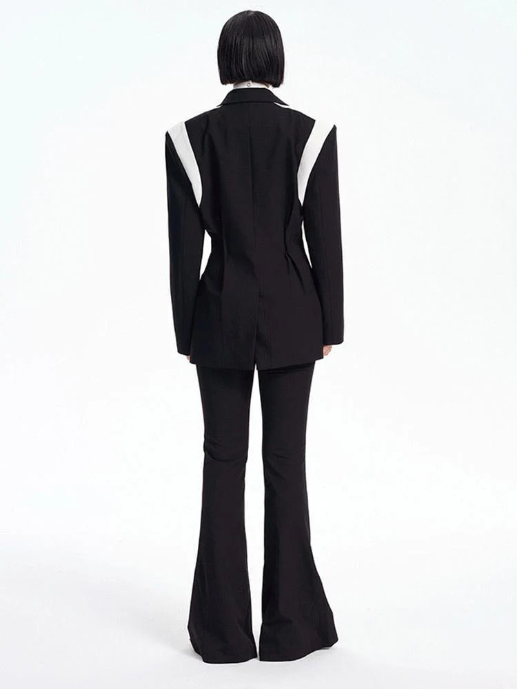 Single Button Color Block Blazer - Image 4