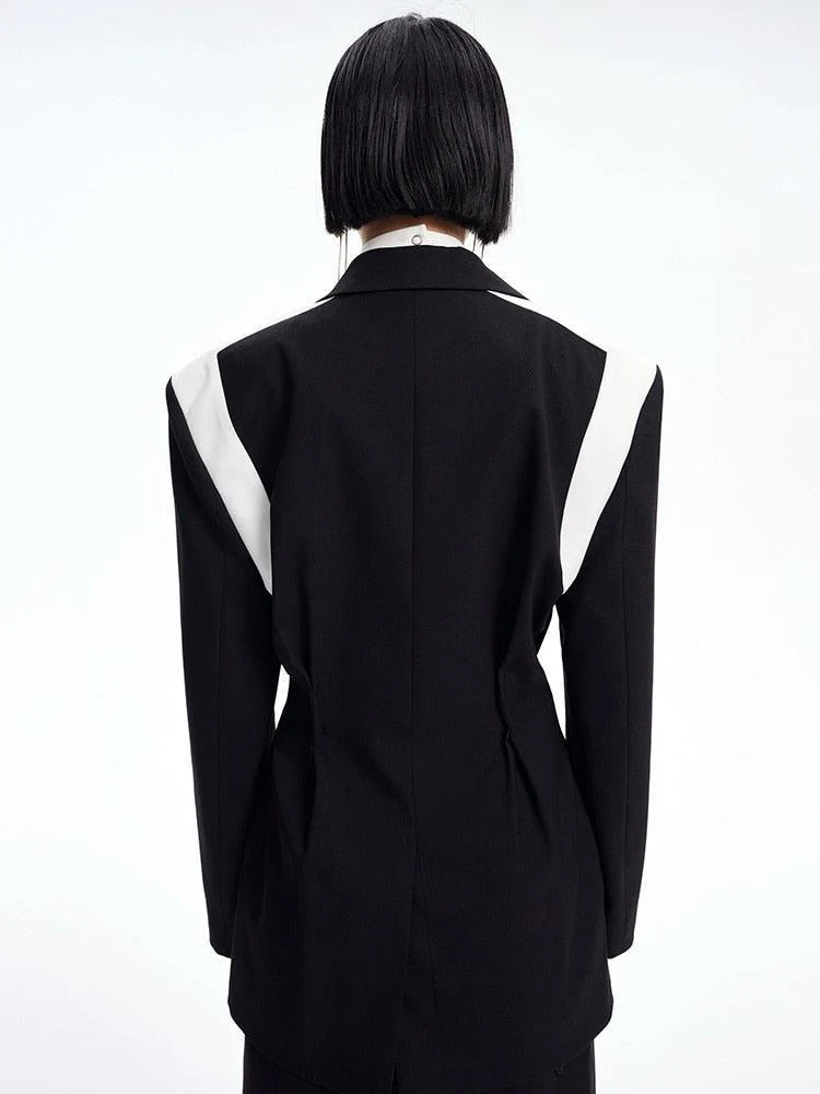 Single Button Color Block Blazer - Image 7