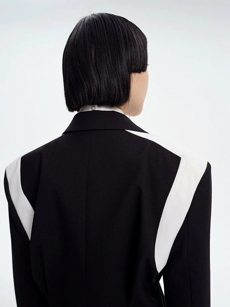 Single Button Color Block Blazer - Image 8