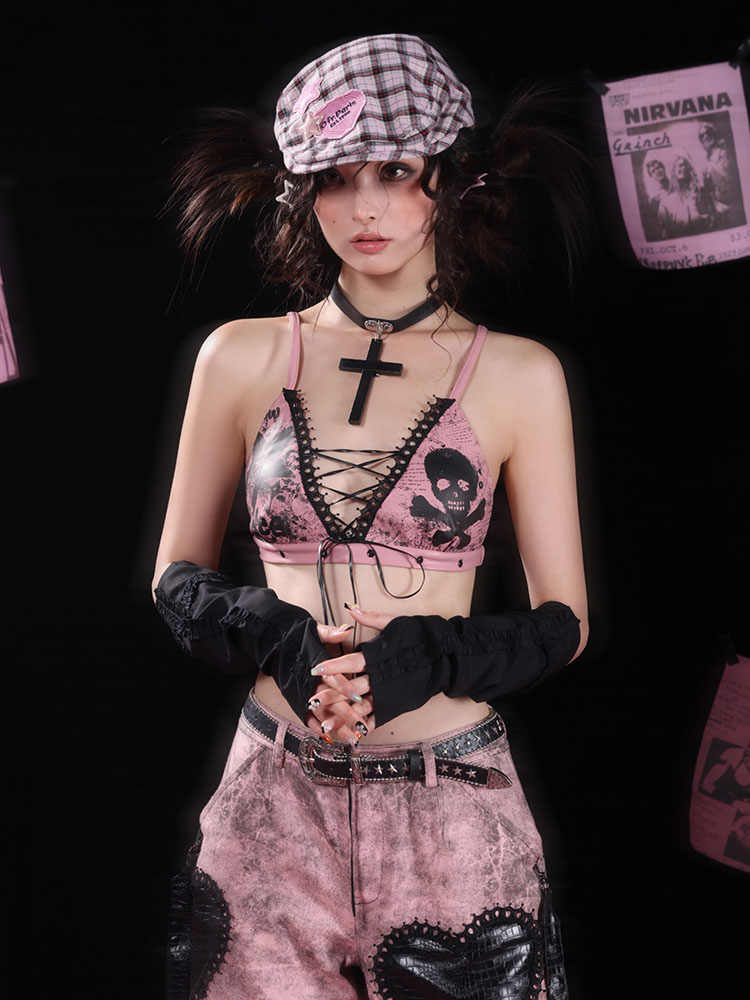 Skull Print Punk Leather Underwear - Image 2