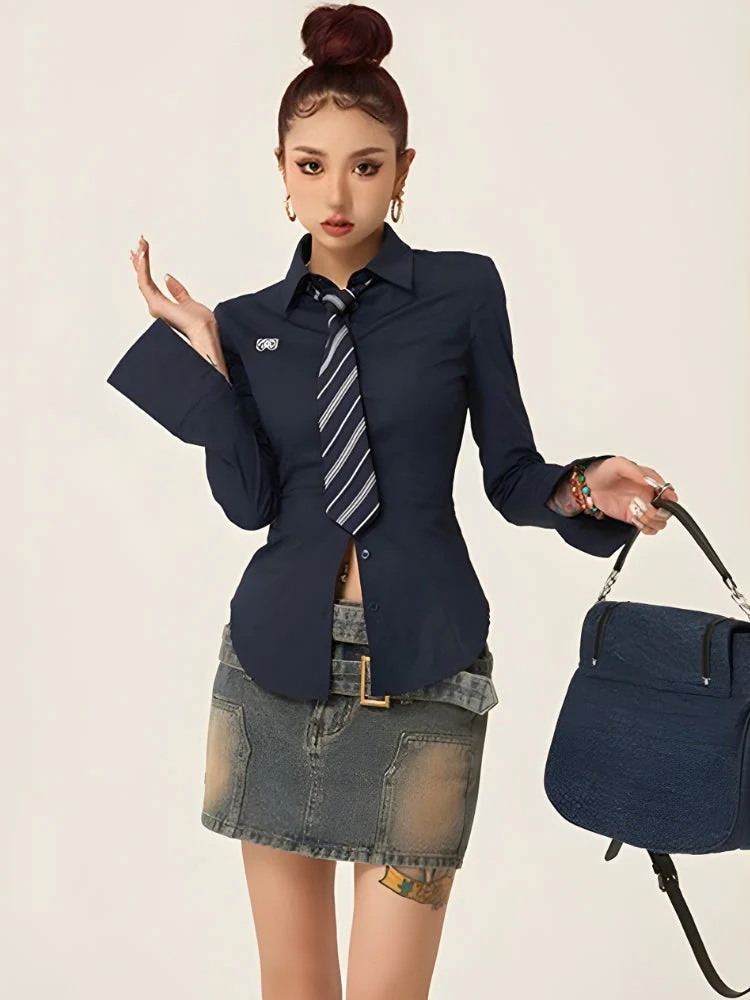 Slim Fit Tie Shirt - Image 3