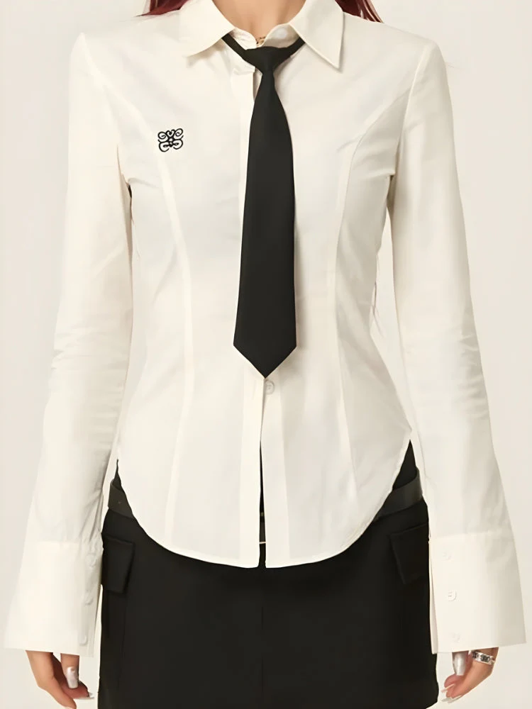 Slim Fit Tie Shirt - Image 5