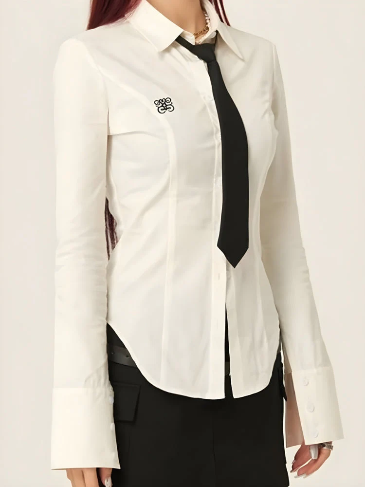 Slim Fit Tie Shirt - Image 6