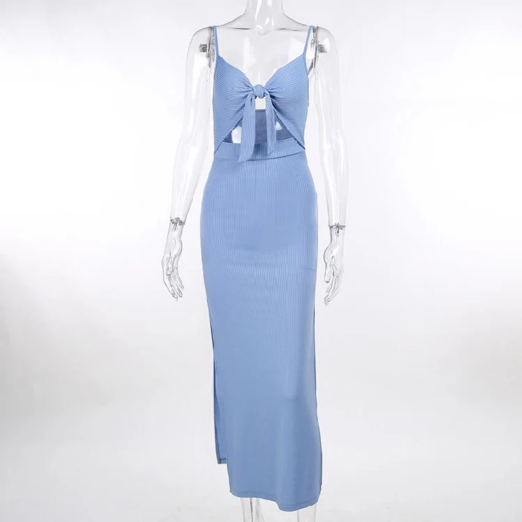 Sling Slit Low-cut Dress - Image 3