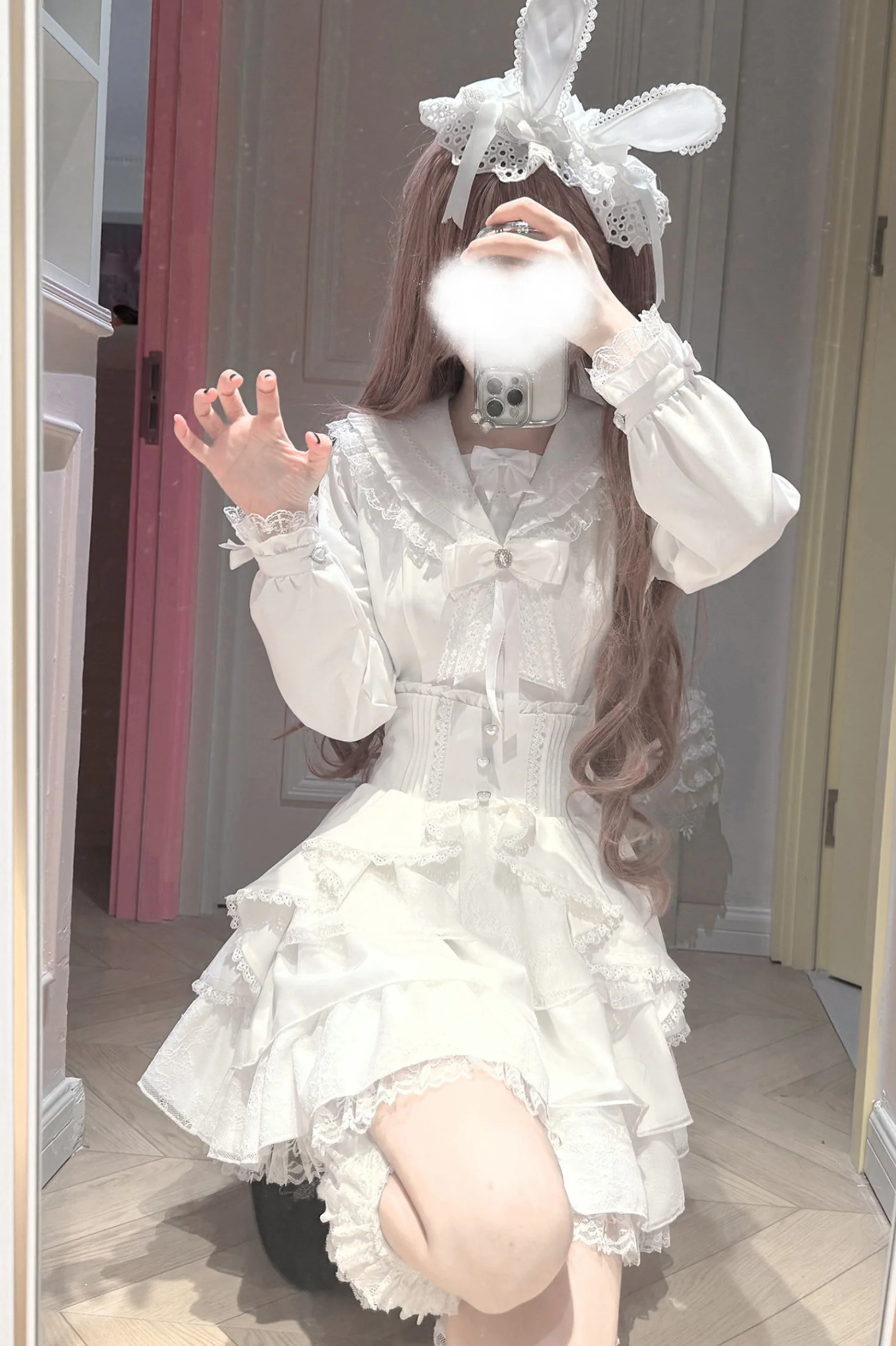 Snow Cat Hooded Cape Coat + Shirt + Skirt - Image 11