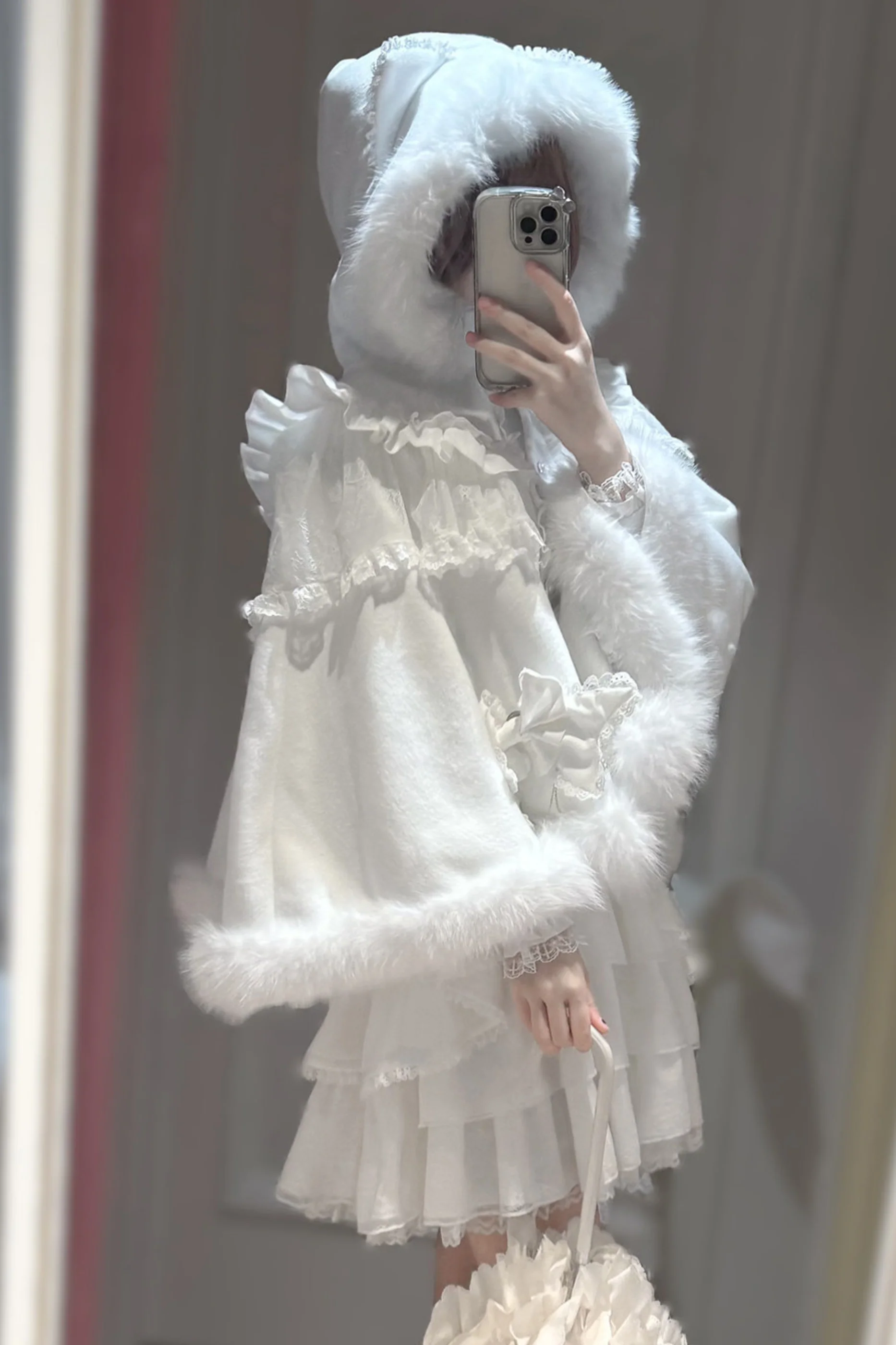 Snow Cat Hooded Cape Coat + Shirt + Skirt - Image 2