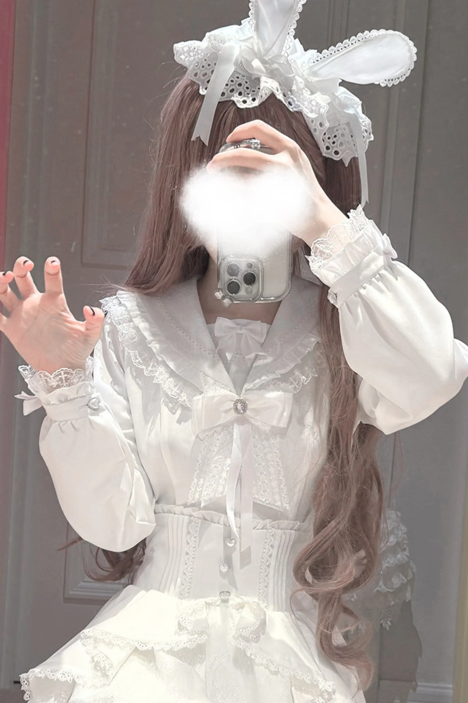 Snow Cat Hooded Cape Coat + Shirt + Skirt - Image 7