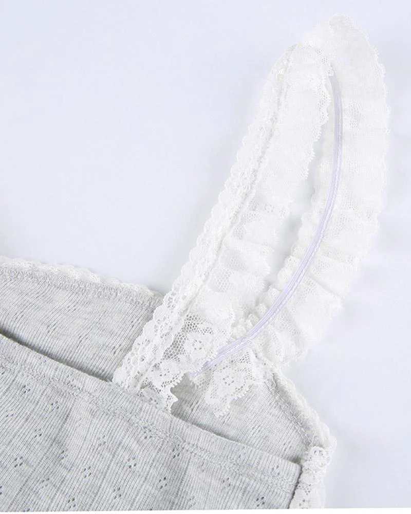 Snowrun Cami Ruffle Lace Tank Top - Image 3