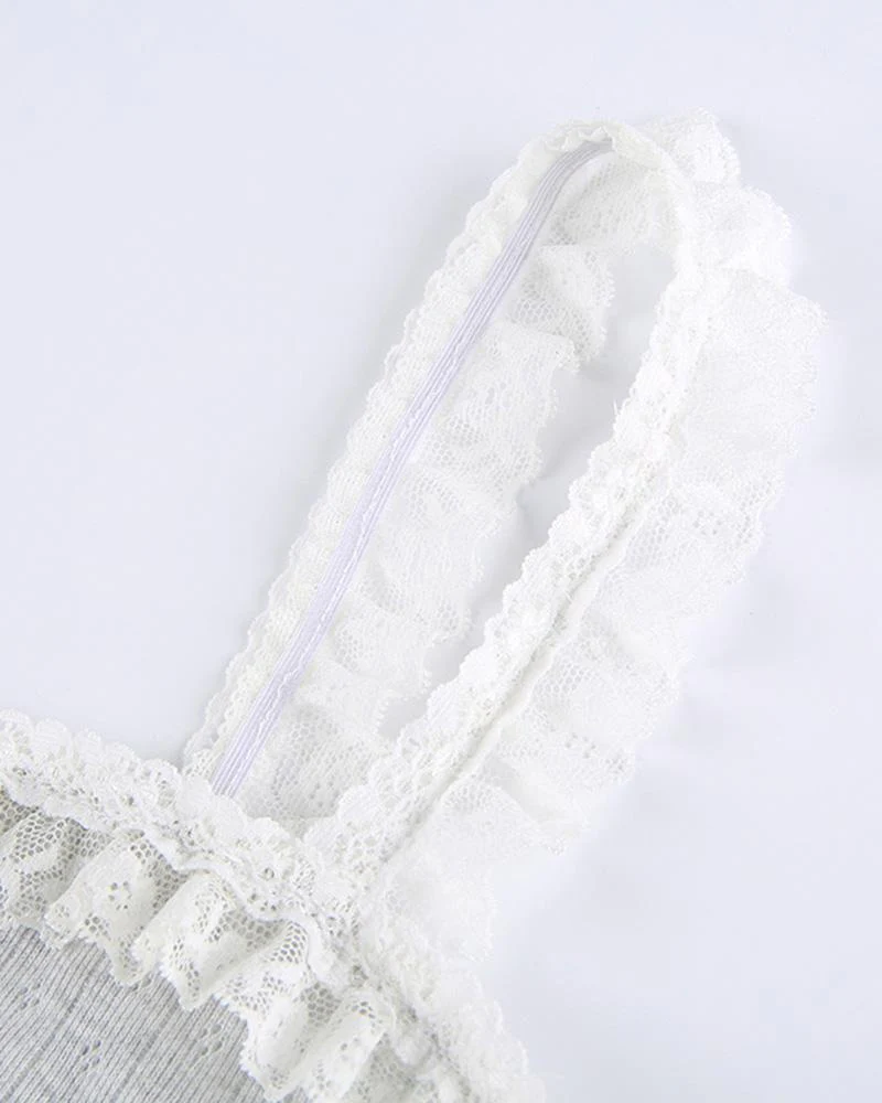 Snowrun Cami Ruffle Lace Tank Top - Image 4