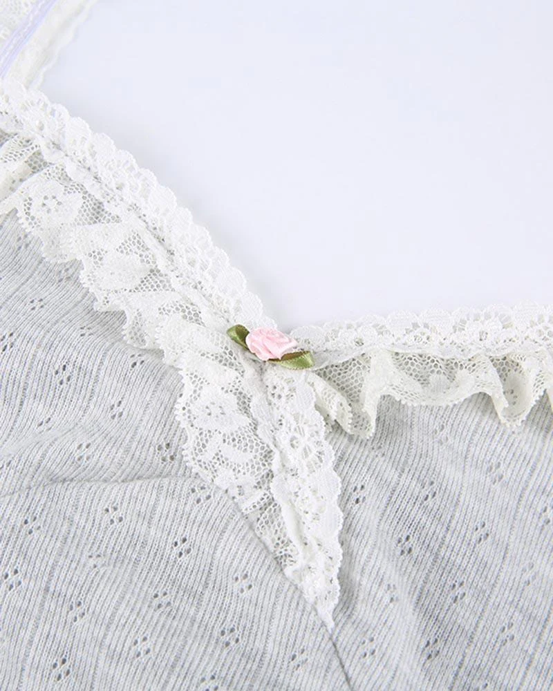 Snowrun Cami Ruffle Lace Tank Top - Image 5