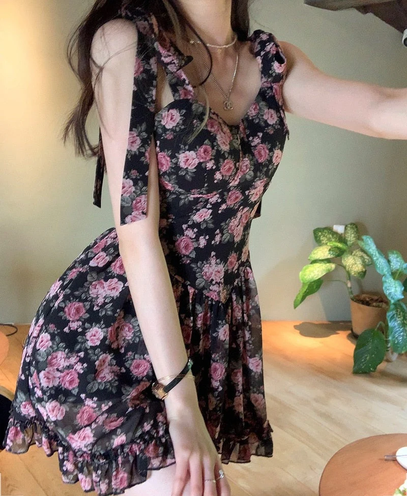 Soft Girl Aesthetic Floral Mini Dress - Image 10