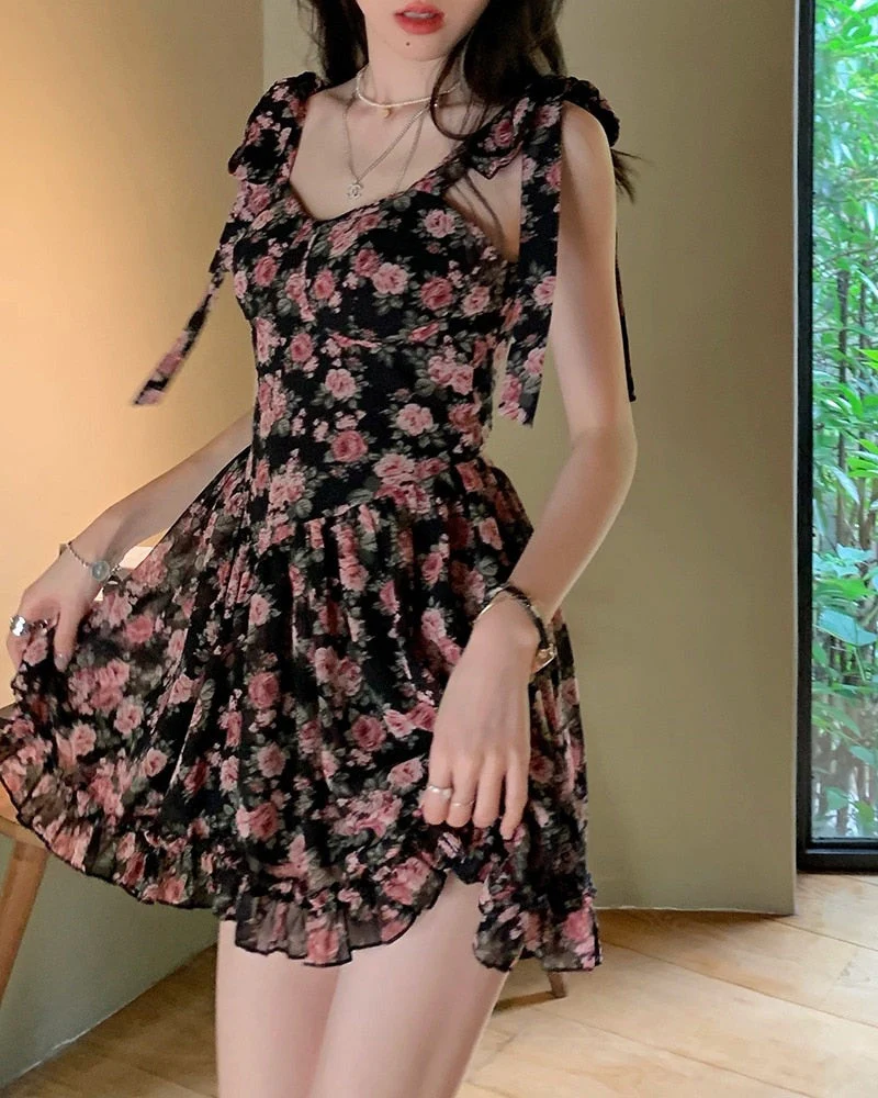 Soft Girl Aesthetic Floral Mini Dress - Image 9