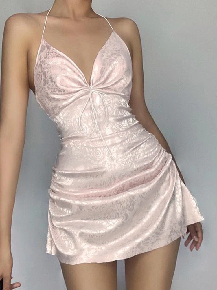 Soft Girl Aesthetic Silky Camisole Mini Dress - Image 2