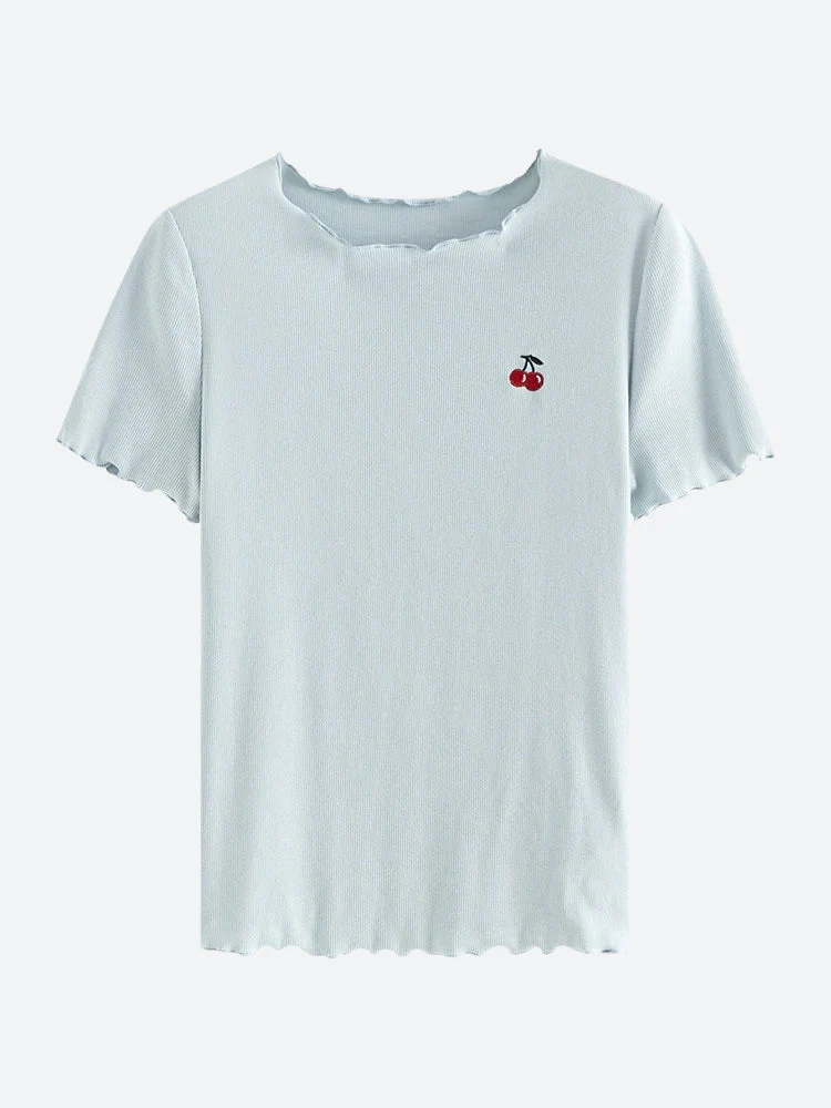 Soft Girl Cherry Lettuce Edge Tee - Image 6