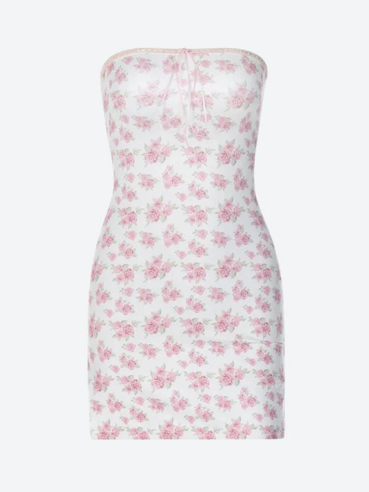 Soft Girl Floral Tube Mini Dress - Image 3