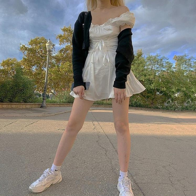 Soft Girl Lace Up Mini Dress - Image 3