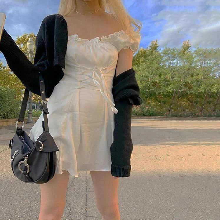 Soft Girl Lace Up Mini Dress - Image 4