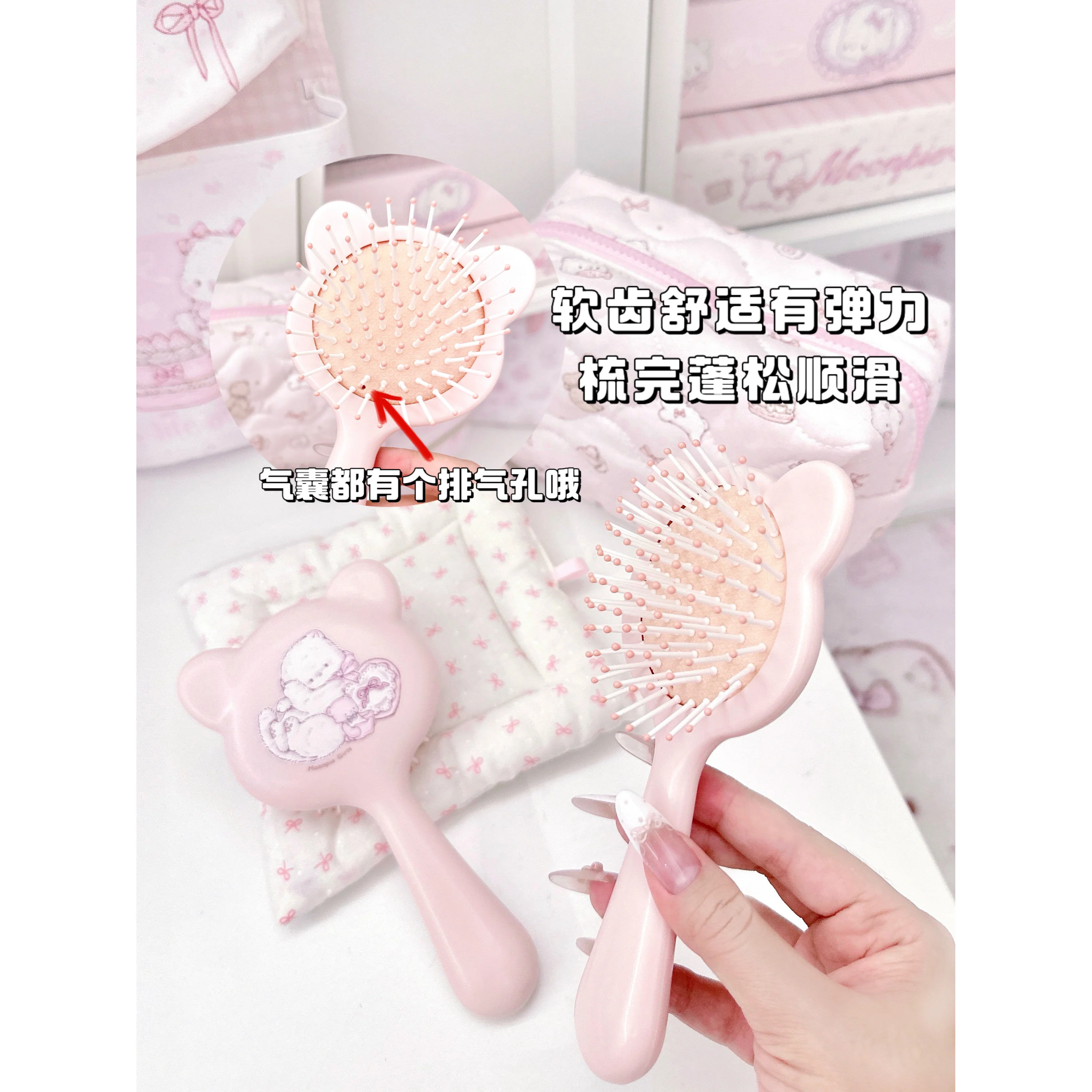 soft girl pink hair styling comb - Image 5