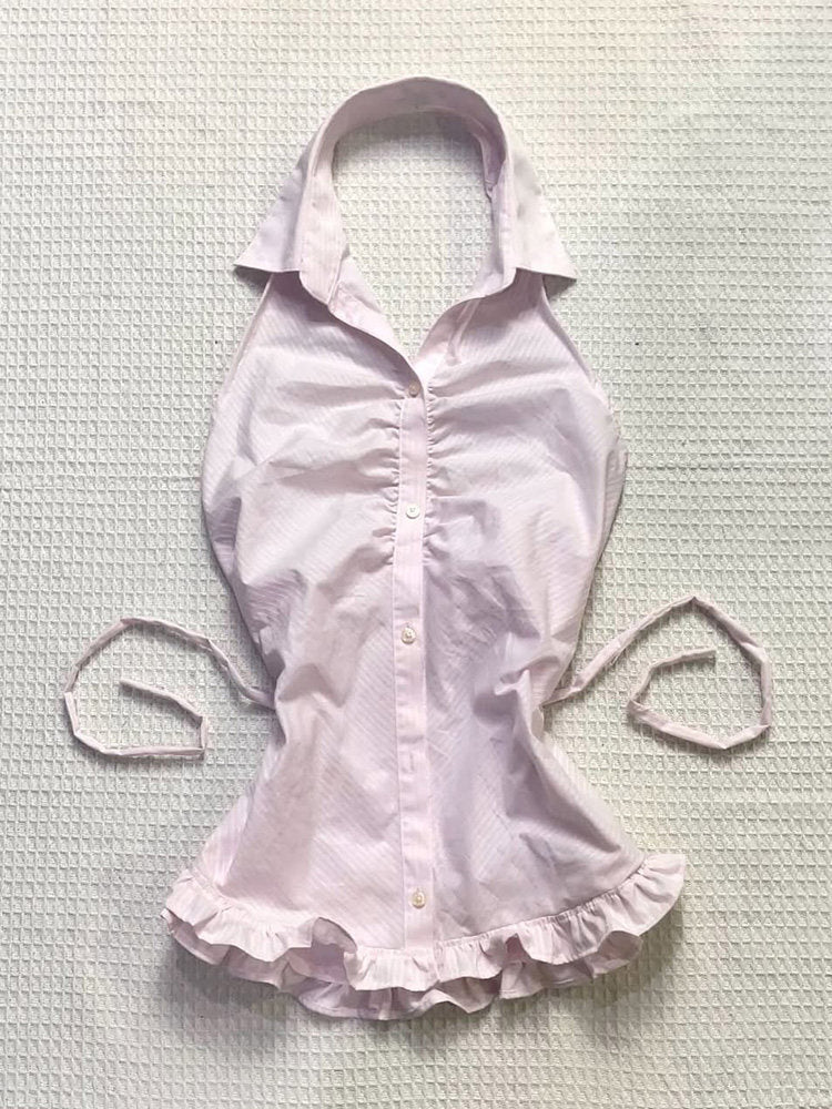 soft girl pink halter-neck top - Image 4