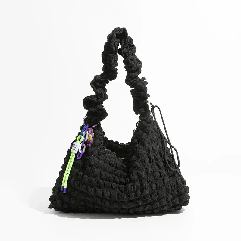 Soft Girl Quilted Ruched Hobo Bag - Image 10