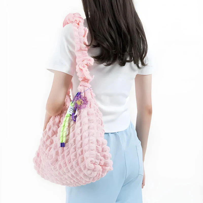 Soft Girl Quilted Ruched Hobo Bag - Image 2