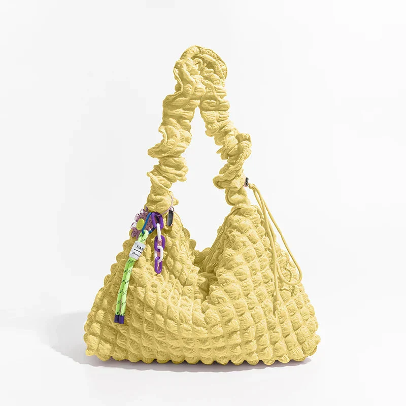 Soft Girl Quilted Ruched Hobo Bag - Image 6