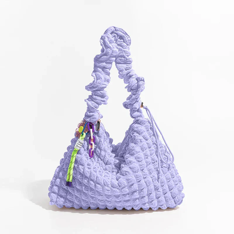 Soft Girl Quilted Ruched Hobo Bag - Image 8