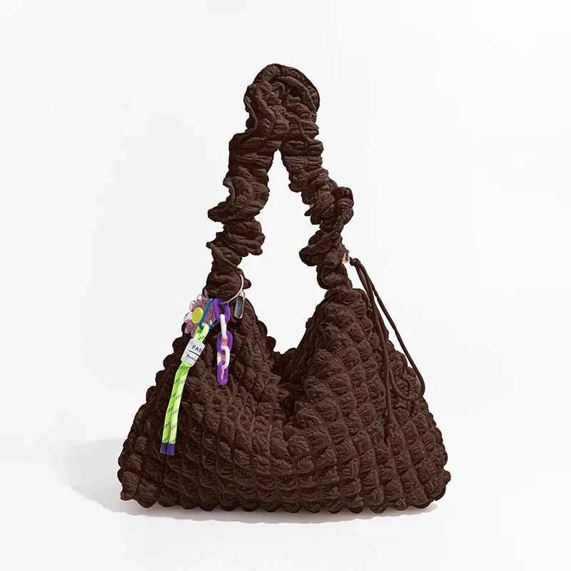 Soft Girl Quilted Ruched Hobo Bag - Image 9