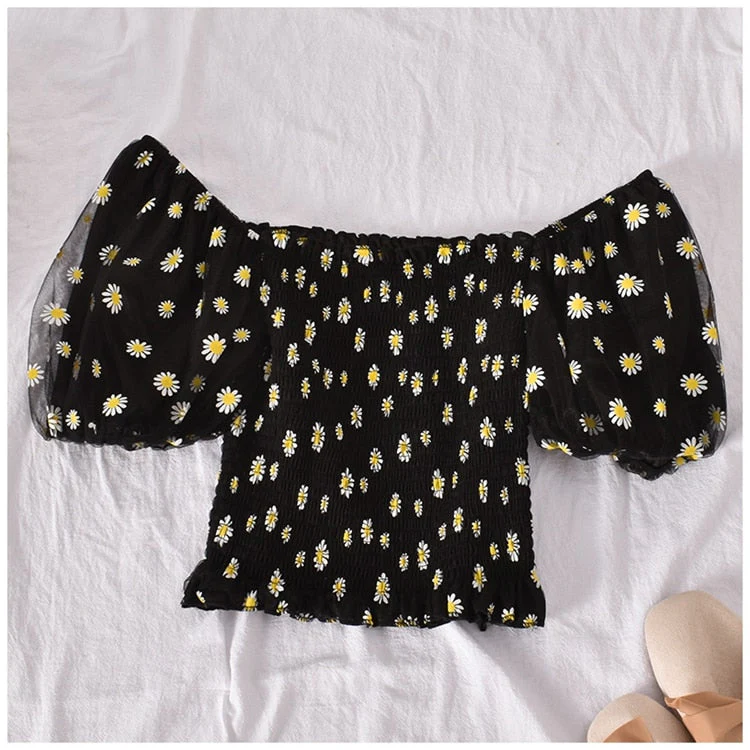 Soft Girl Ruffled Floral Top Daisies - Image 14