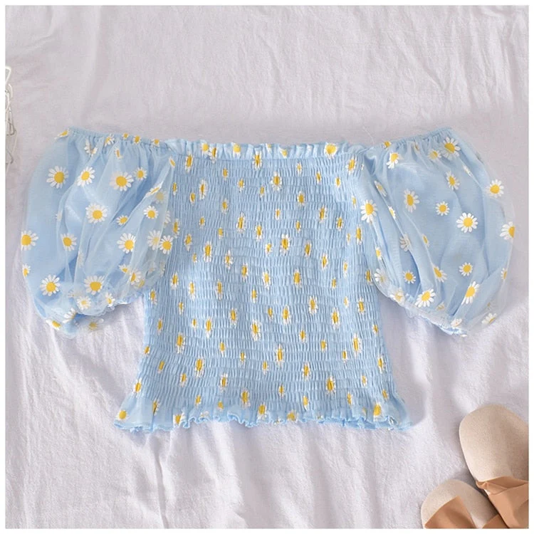 Soft Girl Ruffled Floral Top Daisies - Image 17