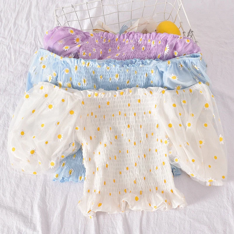 Soft Girl Ruffled Floral Top Daisies - Image 8