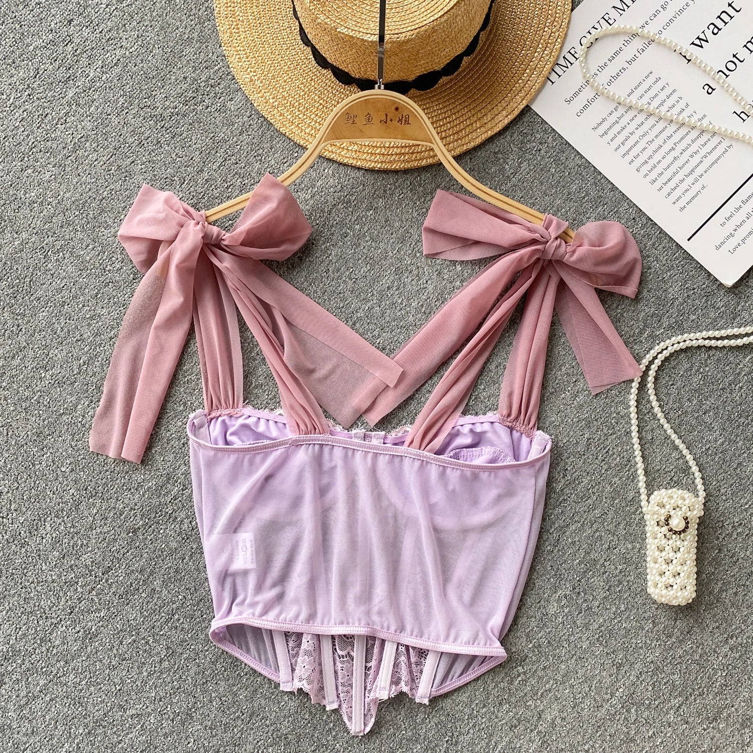 Soft Girl Sheer Lace Pink Corset Top - Image 2
