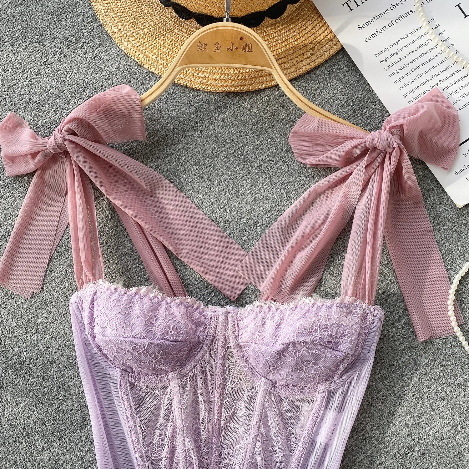 Soft Girl Sheer Lace Pink Corset Top - Image 3