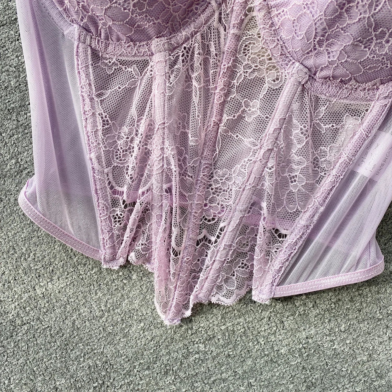 Soft Girl Sheer Lace Pink Corset Top - Image 4