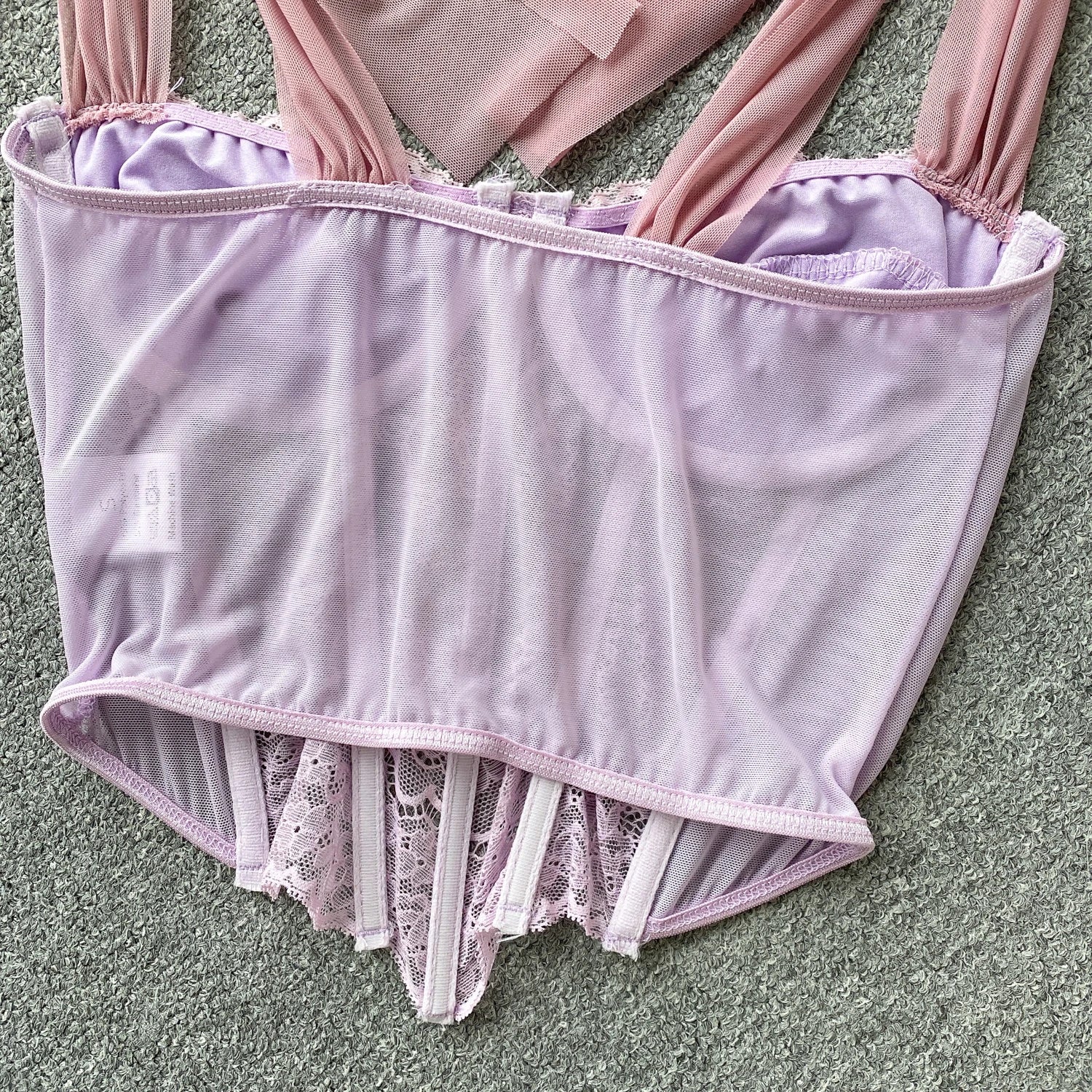 Soft Girl Sheer Lace Pink Corset Top - Image 6