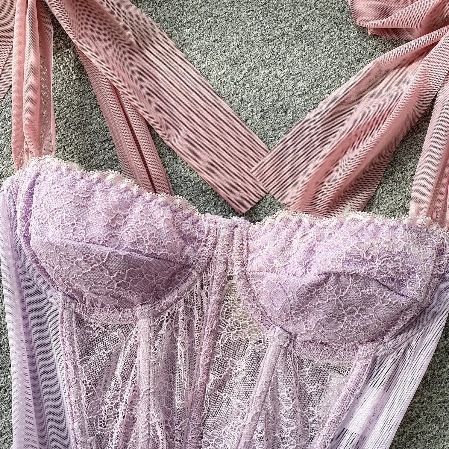 Soft Girl Sheer Lace Corset Top - Image 5