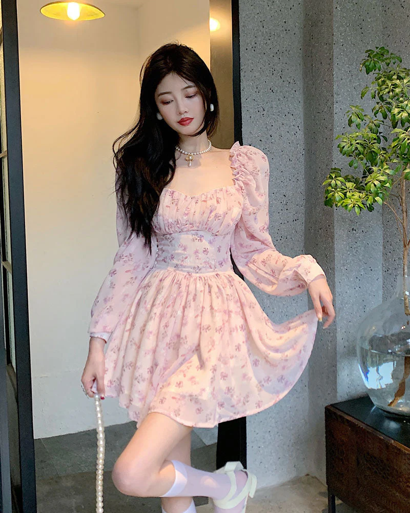 Soft Girl Vintage Floral Mini Dress - Image 4