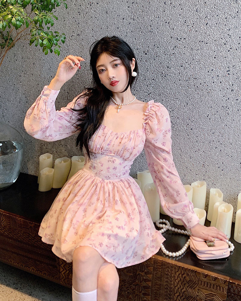Soft Girl Vintage Floral Mini Dress - Image 6