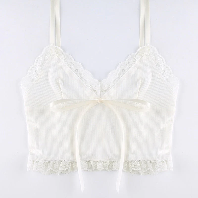 Soft Girl Y2K Lace Trim Crop Top - Image 9