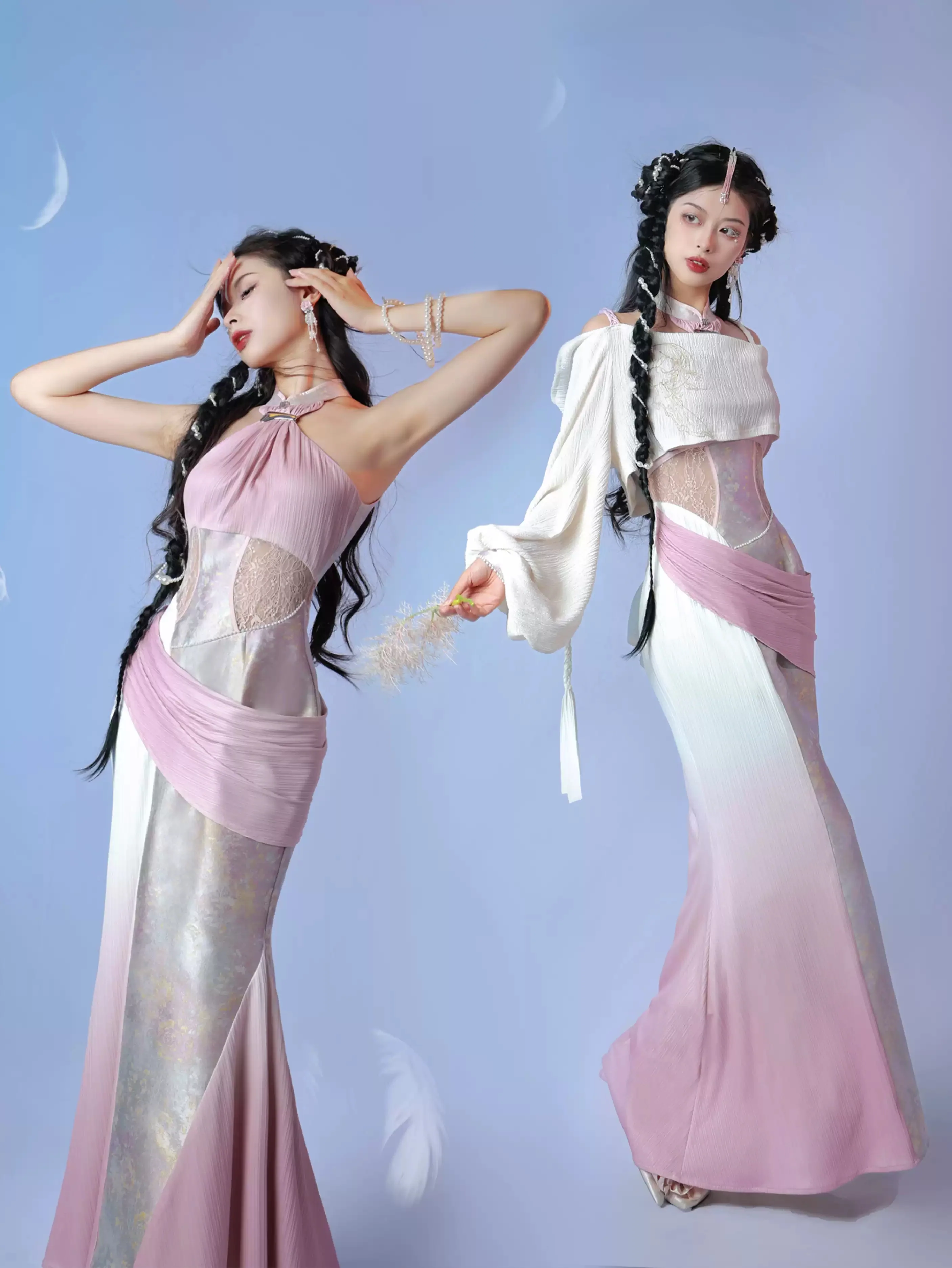 Soft Light Embroidery Jacquard Cheongsam Dress - Image 2