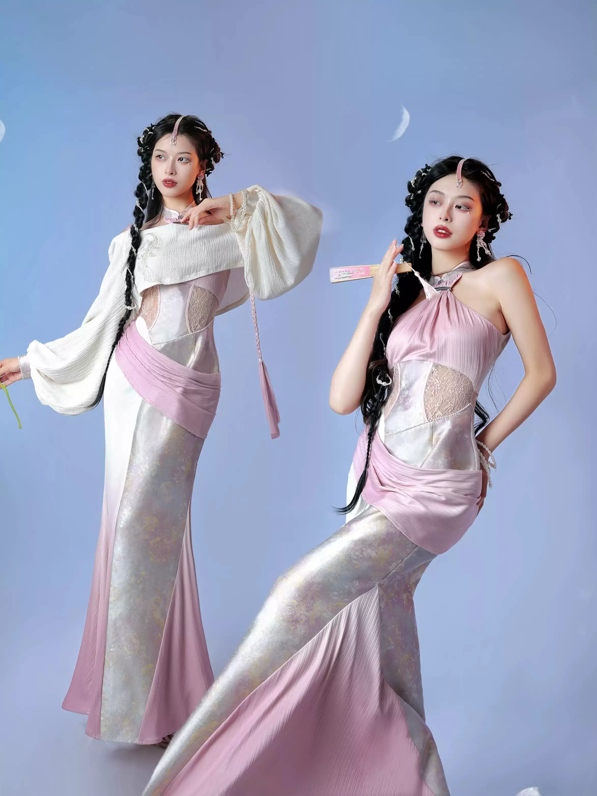 Soft Light Embroidery Jacquard Cheongsam Dress - Image 4