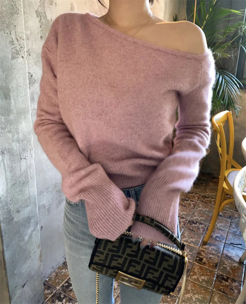 Soft Pink Off The Shoulder Sweater - Image 4