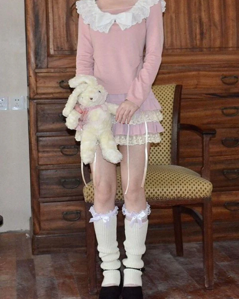Soft Sweet High Waist Lace Short Skirt - Image 3